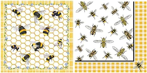 מפיות משקאות עם דבורה - צרור 40CT | מפיות משקאות 20 CT | דבורי דבש ודבורי דבש